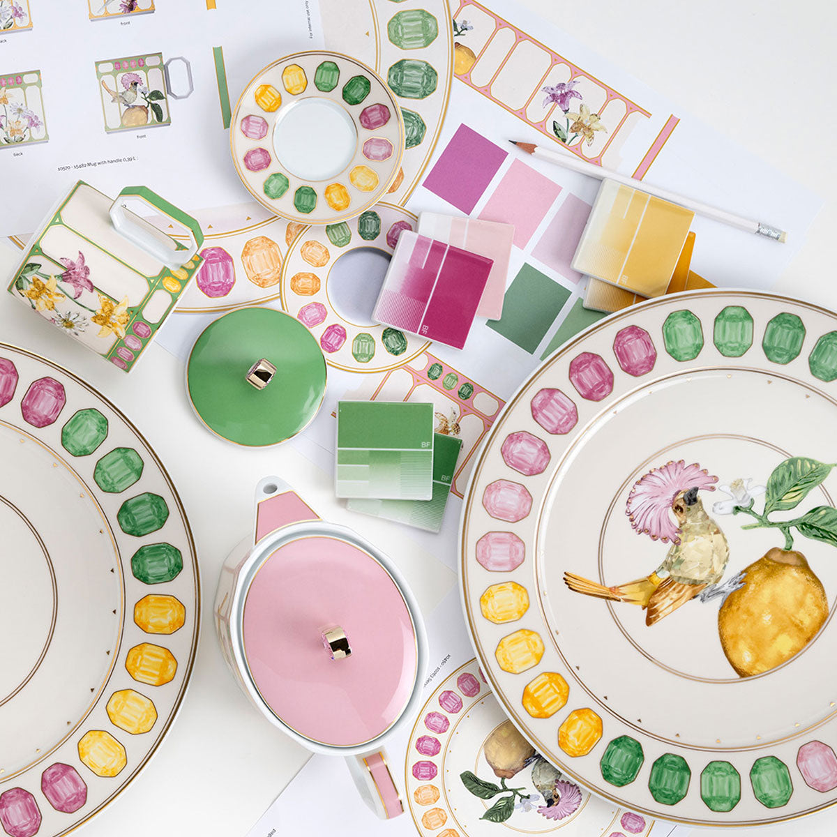 МЪГ С КАПАК ROSENTHAL SWAROVSKI IDYLLIA FINCH YELLOW