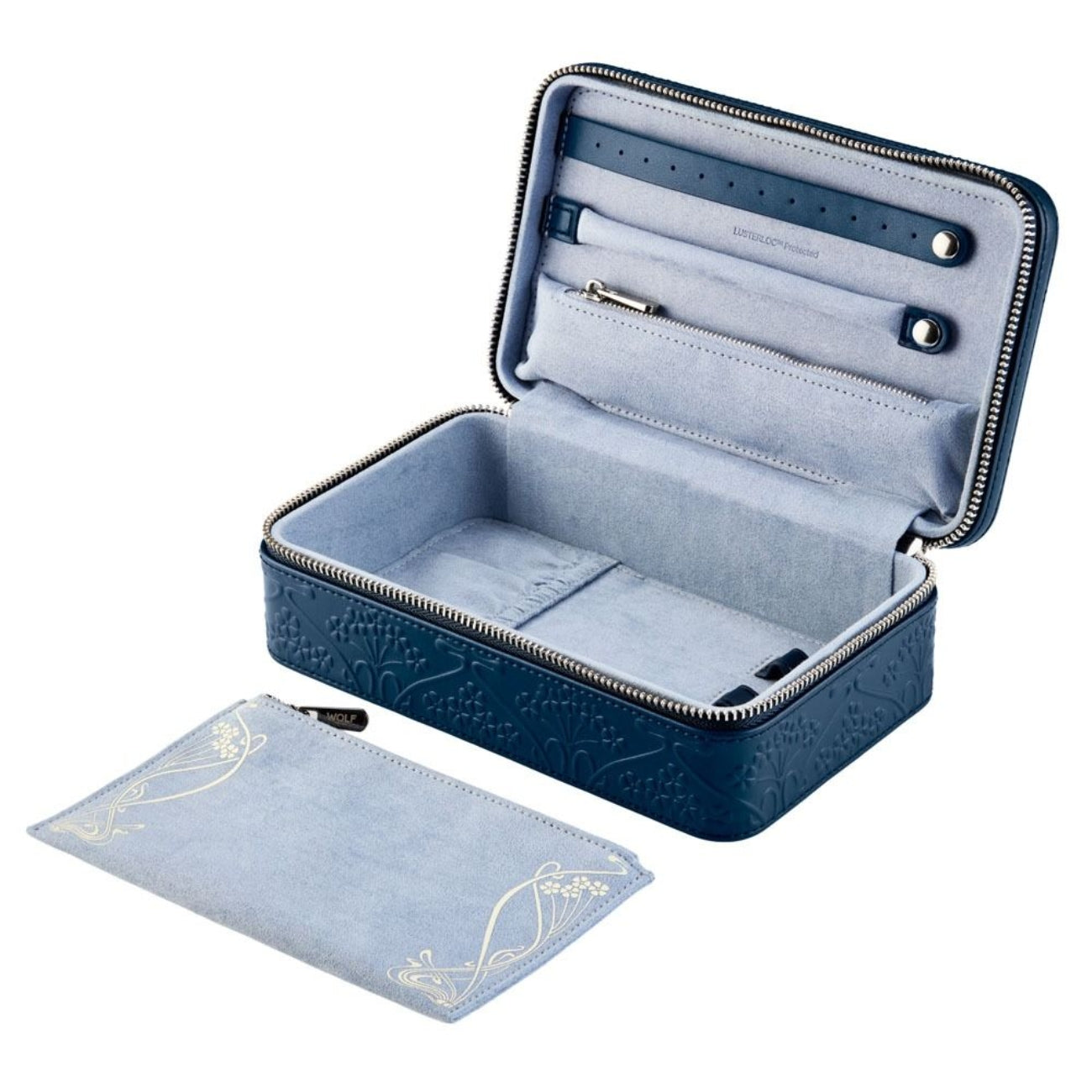 ЛУКСОЗНА ЧАНТА ЗА БИЖУТА M ZIP CASE WOLF&LIBERTY ALL OVER LANTHE NAVY