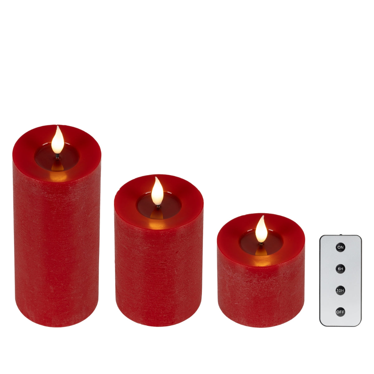 КОМПЛКЕКТ 3БР LED СВЕТЕЩИ СВЕЩИ С ПЛАМЪК RED 20СМ
