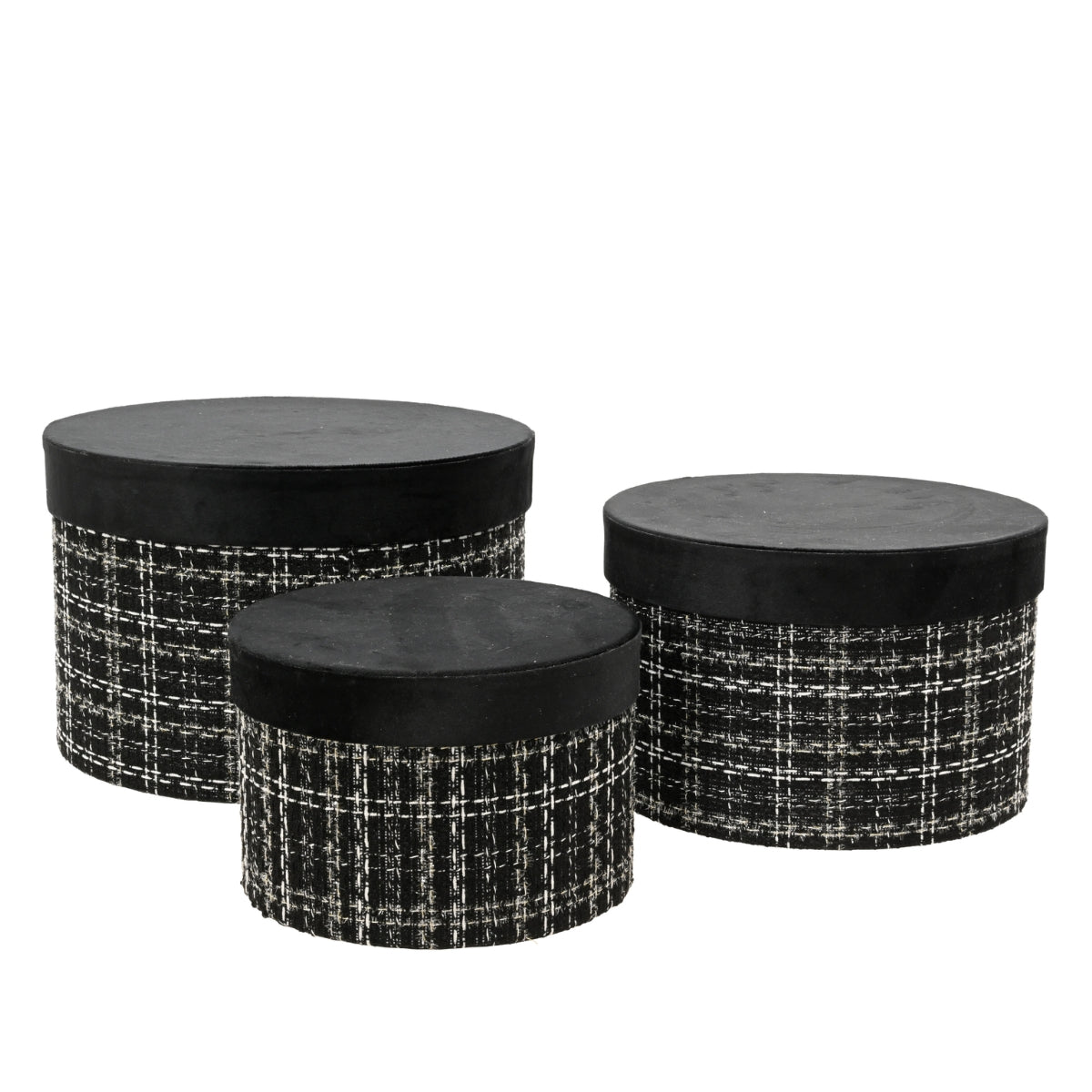КОМПЛЕКТ 3БР ПОДАРЪЧНИ КУТИИ CHANEL КАДИФЕ BLACK 30X20 СМ