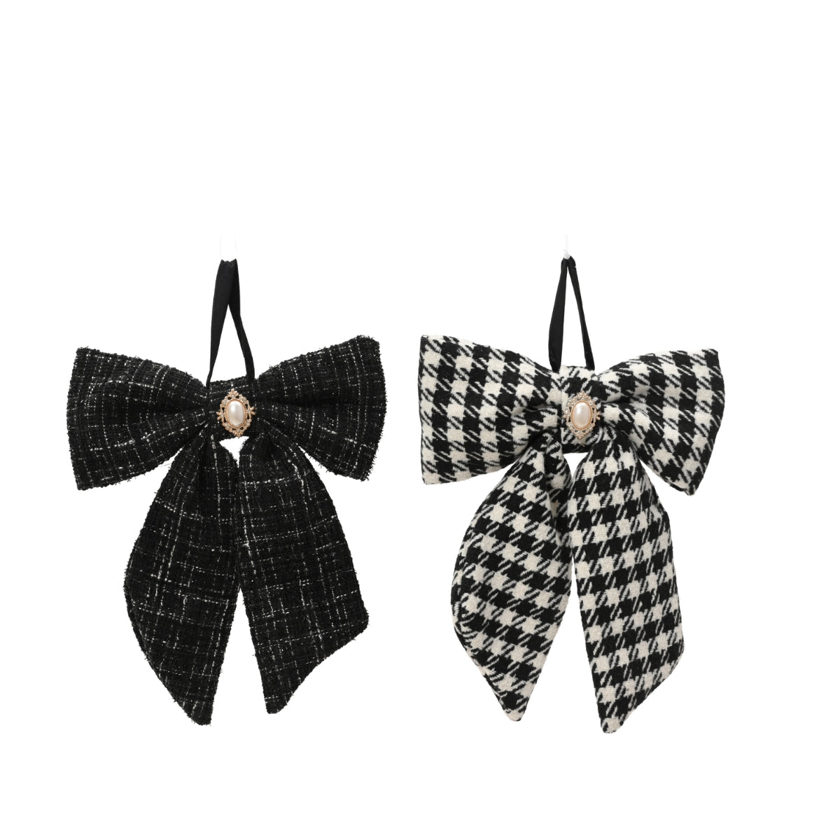 ДЕКОРАТИВНА ПАНДЕЛКА 1БР CHANEL С ПЕРЛА 25Х9СМ BLACK/WHITE