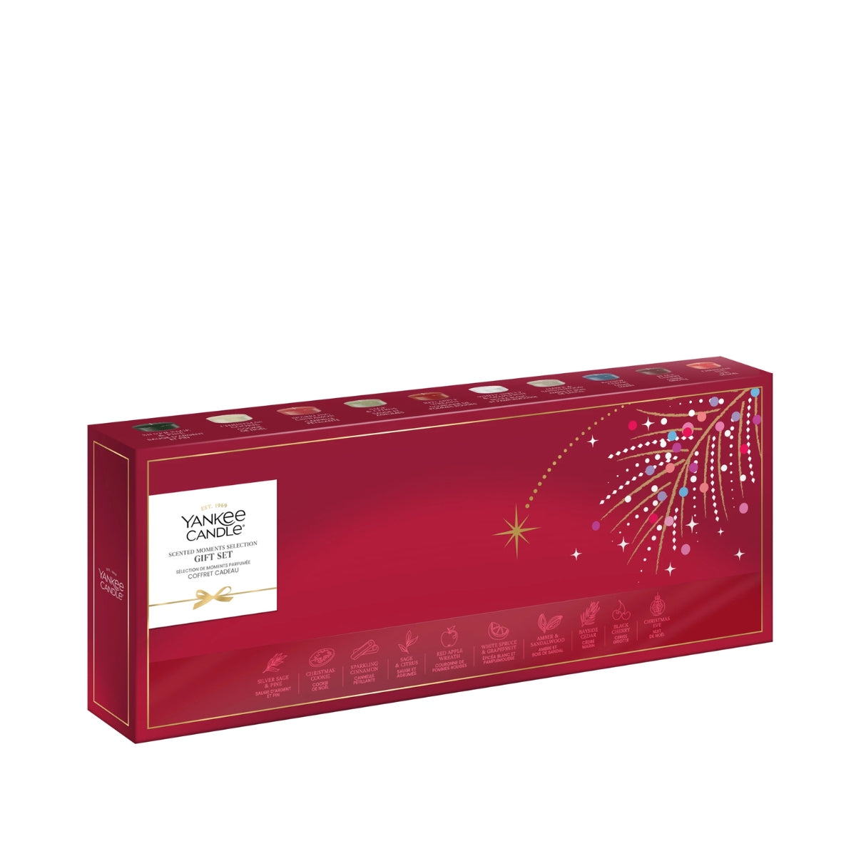 КОЛЕДЕН КОМПЛЕКТ YANKEE CANDLE 10 ЧАЕНИ СВЕЩИ СЪС СВЕЩНИК