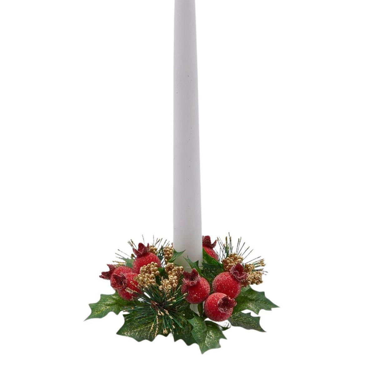 ДЕКОРАТИВЕН ВЕНЕЦ ЗА СВЕЩ BACCHE MIX GREEN/RED D14