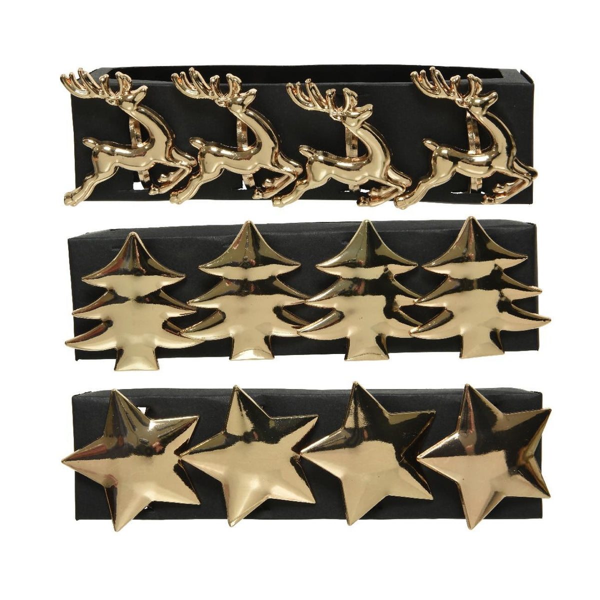 КОМПЛЕКТ ПРЪСТЕН ЗА САЛФЕТКИ 4БР ЕЛЕН/ЕЛХА/ЗВЕЗД GOLD