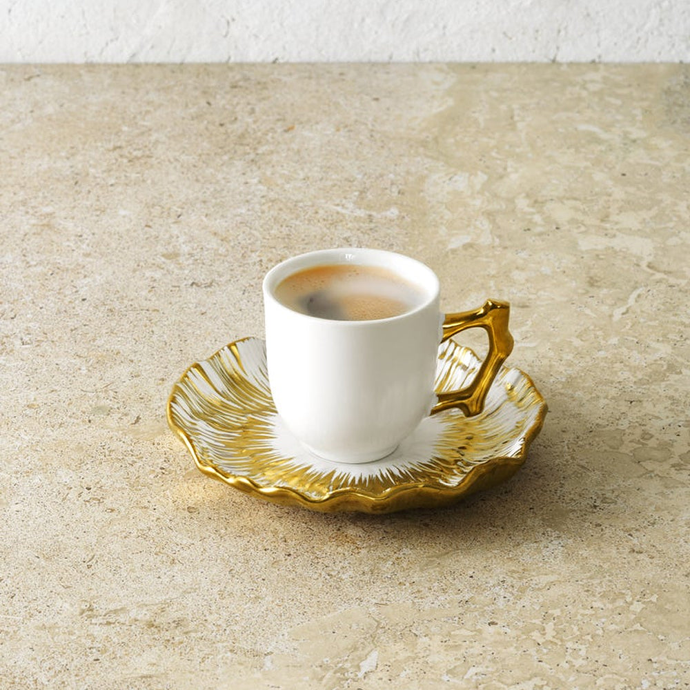 КОМПЛЕКТ ЗА КАФЕ С ПОСТАВКА 4 БР MICHAEL ARAM ANEMONE DEMITASSE