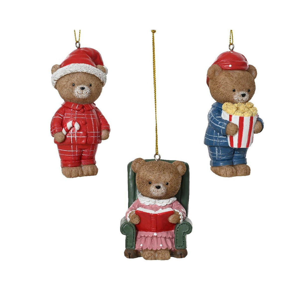 КОЛЕДНА ИГРАЧКА ЗА ЕЛХА МЕЧЕ ПИЖАМА/КНИГА/ПУКАНКИ 10СМ