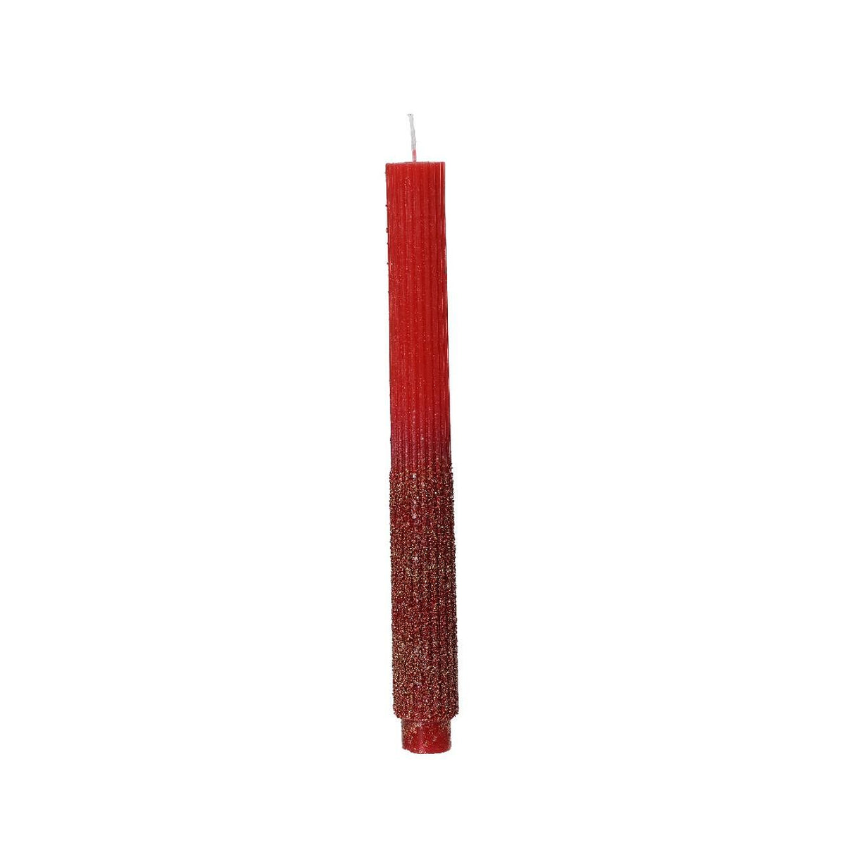 КОЛЕДЕН СВЕЩ DINNER CANDLE 2БР ЧЕРВЕНА С БРОКАТ 26СМ