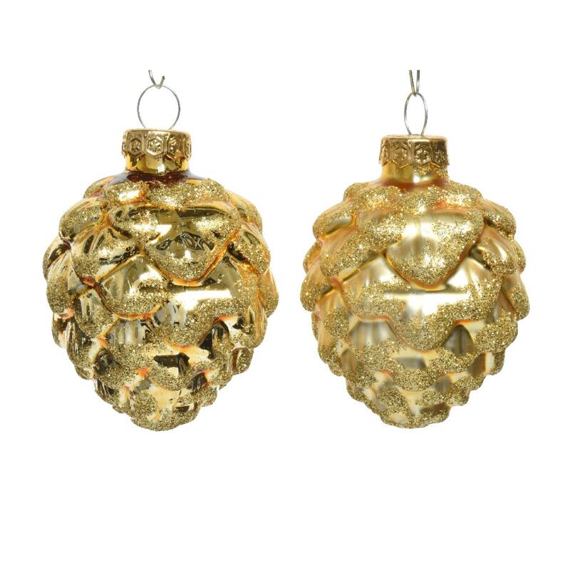 КОМПЛЕКТ 6 БР КОЛЕДНИ ИГРАЧКИ ЗА ЕЛХА ШИШАРКА L.GOLD 5X7CM