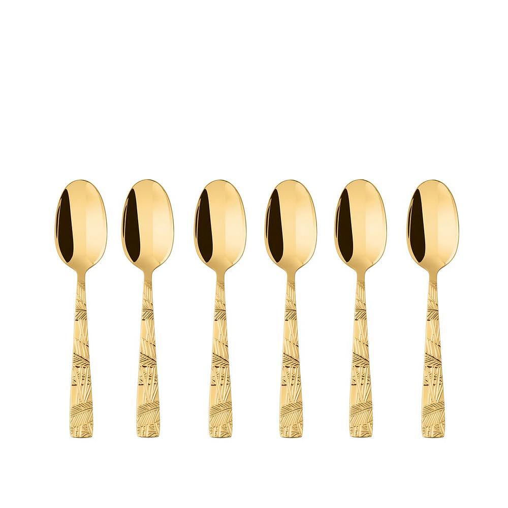 КОМПЛЕКТ ДЕСЕРТНИ ЛЪЖИЧКИ SAMBONET JUNGLE S/STEEL GOLD 6 Ч