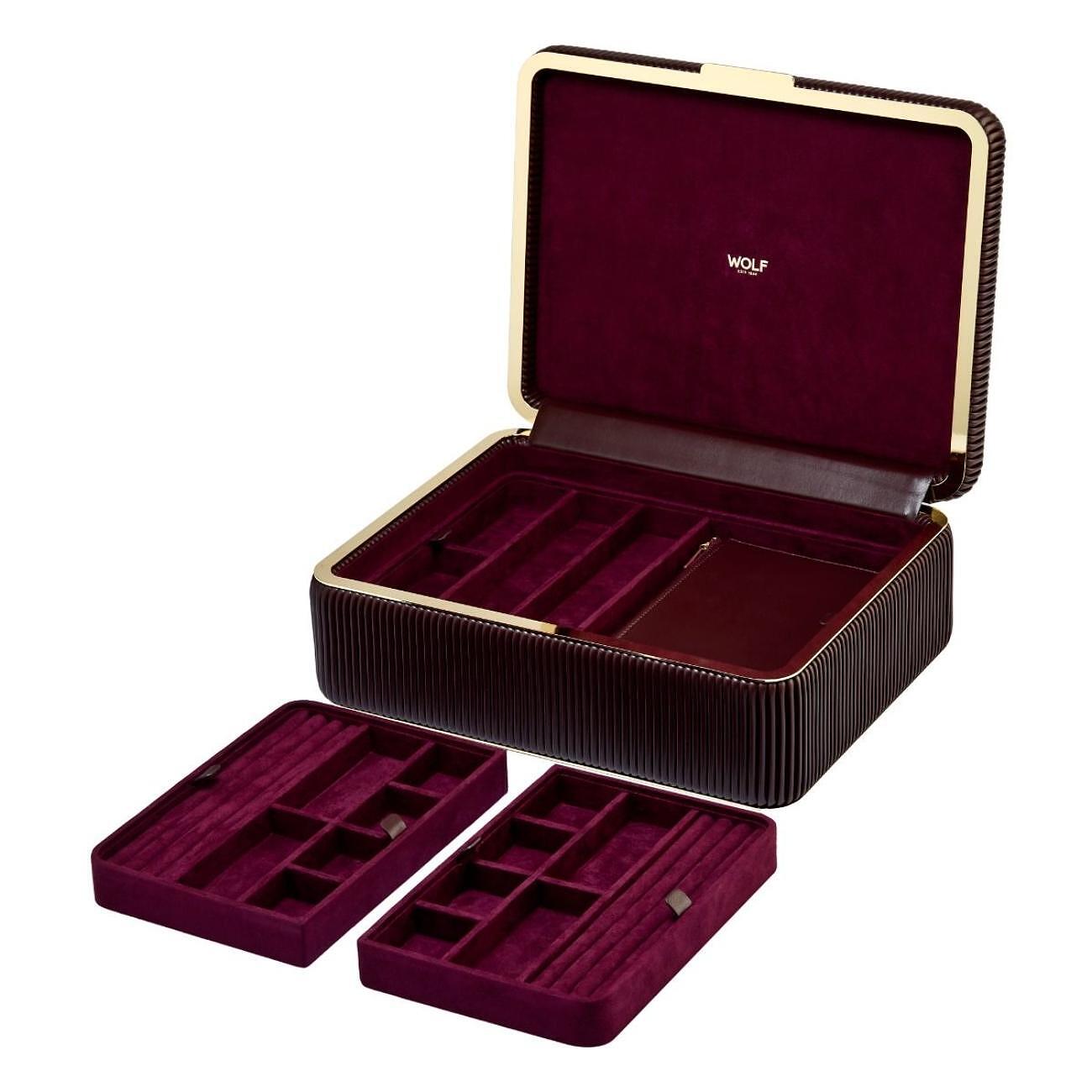 ЛУКСОЗНА КУТИЯ ЗА БИЖУТА ГОЛЯМА WOLF JEWELLLERY BOX BELLA BORDEUX