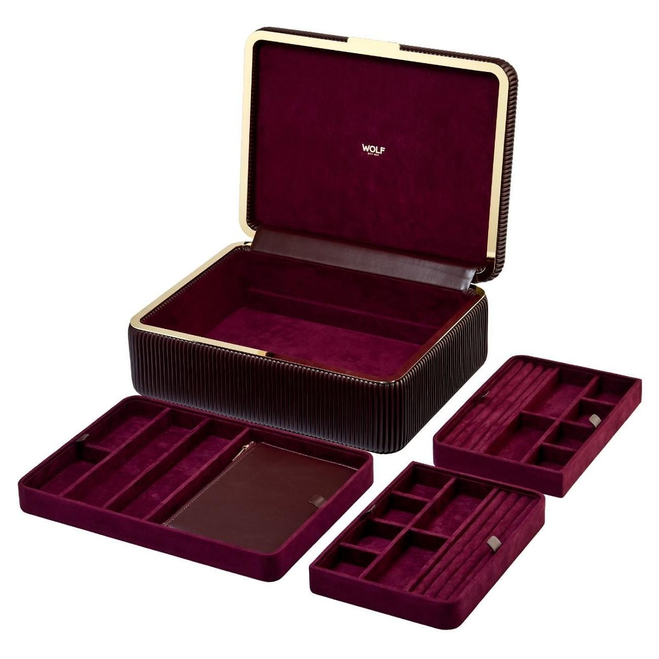 ЛУКСОЗНА КУТИЯ ЗА БИЖУТА ГОЛЯМА WOLF JEWELLLERY BOX BELLA BORDEUX