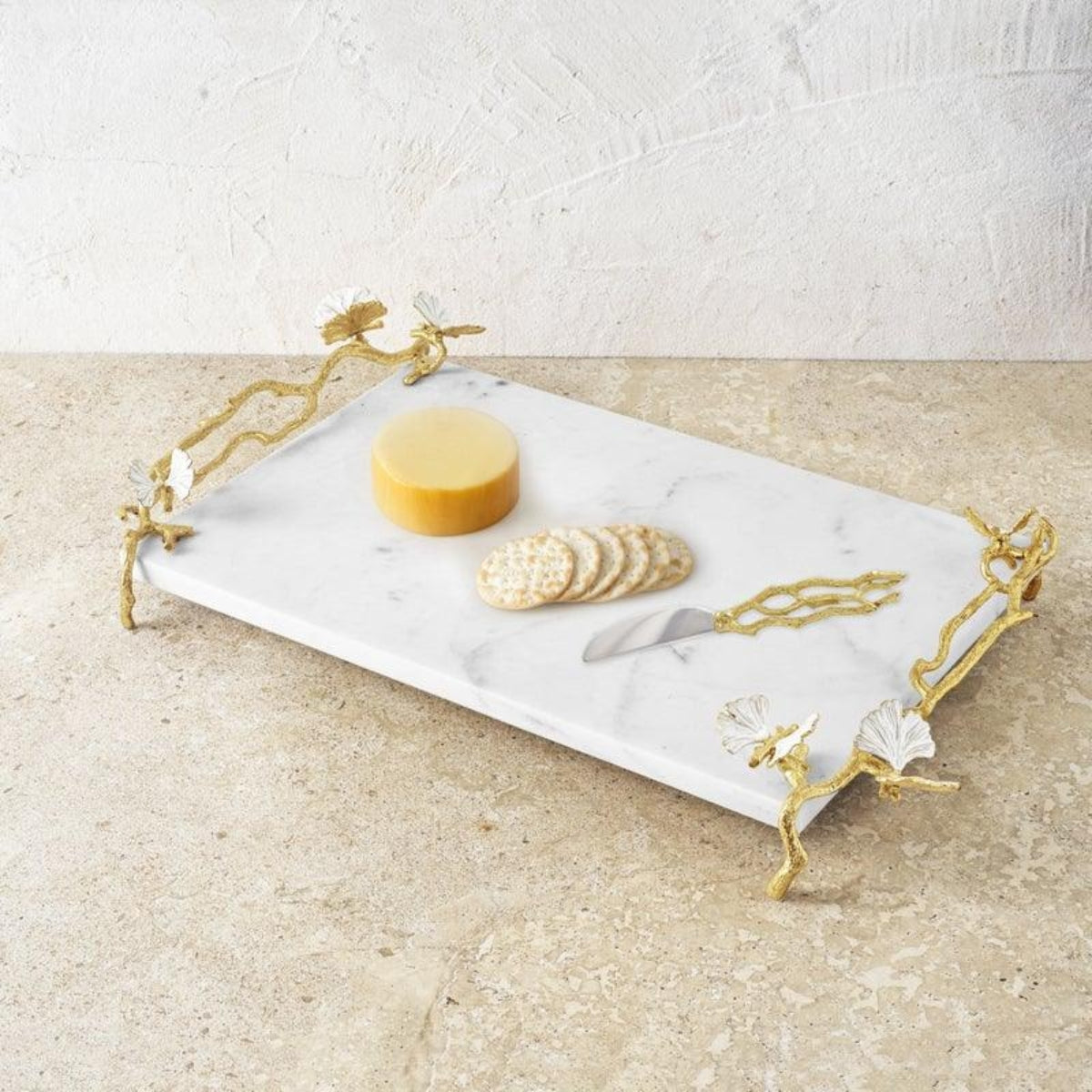 ПЛАТО СИРЕНА С НОЖ BUTTERFLY GINKGO GOLD 47X25