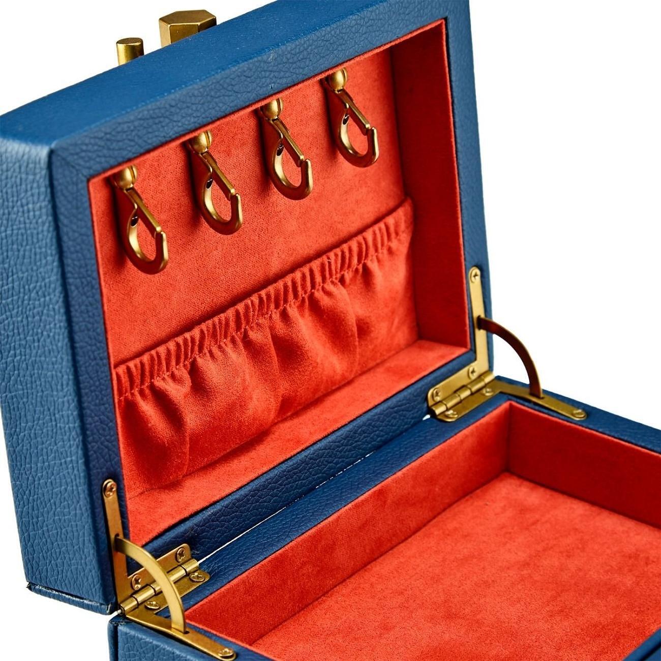 ЛУКСОЗНА КОЖЕНА КУТИЯ ЗА БИЖУТА WOLF JEWELLERY BOX MARLA AARON BABY EVRYTH BOX NAVY