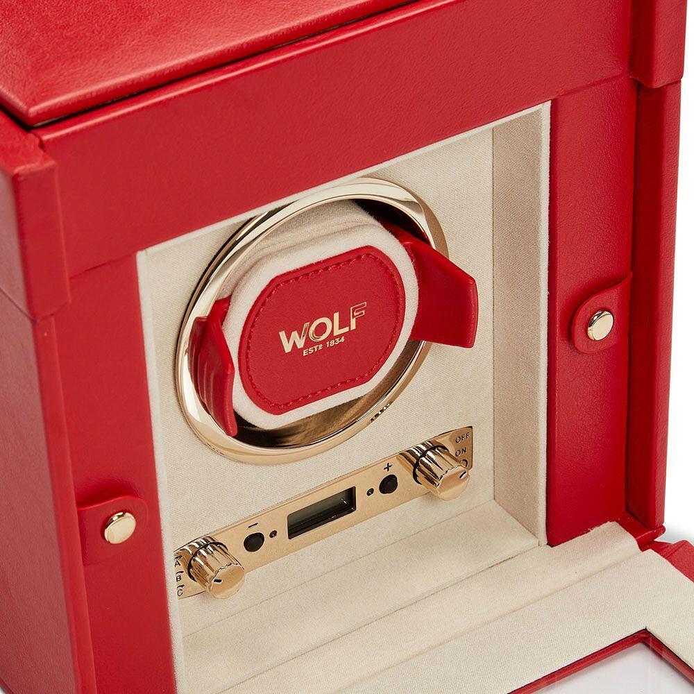 ЛУКСОЗНА КУТИЯ ЗА САМОНАВИВАНЕ НА МЕХАНИЧНИ ЧАСОВНИЦИ 1БР WOLF PALERMO RED