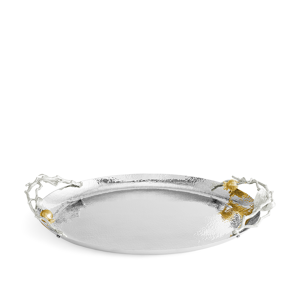 ОВАЛЕН ПОДНОС MICHAEL ARAM POMEGRANATE SILV&GLD 44,5Х33 СМ