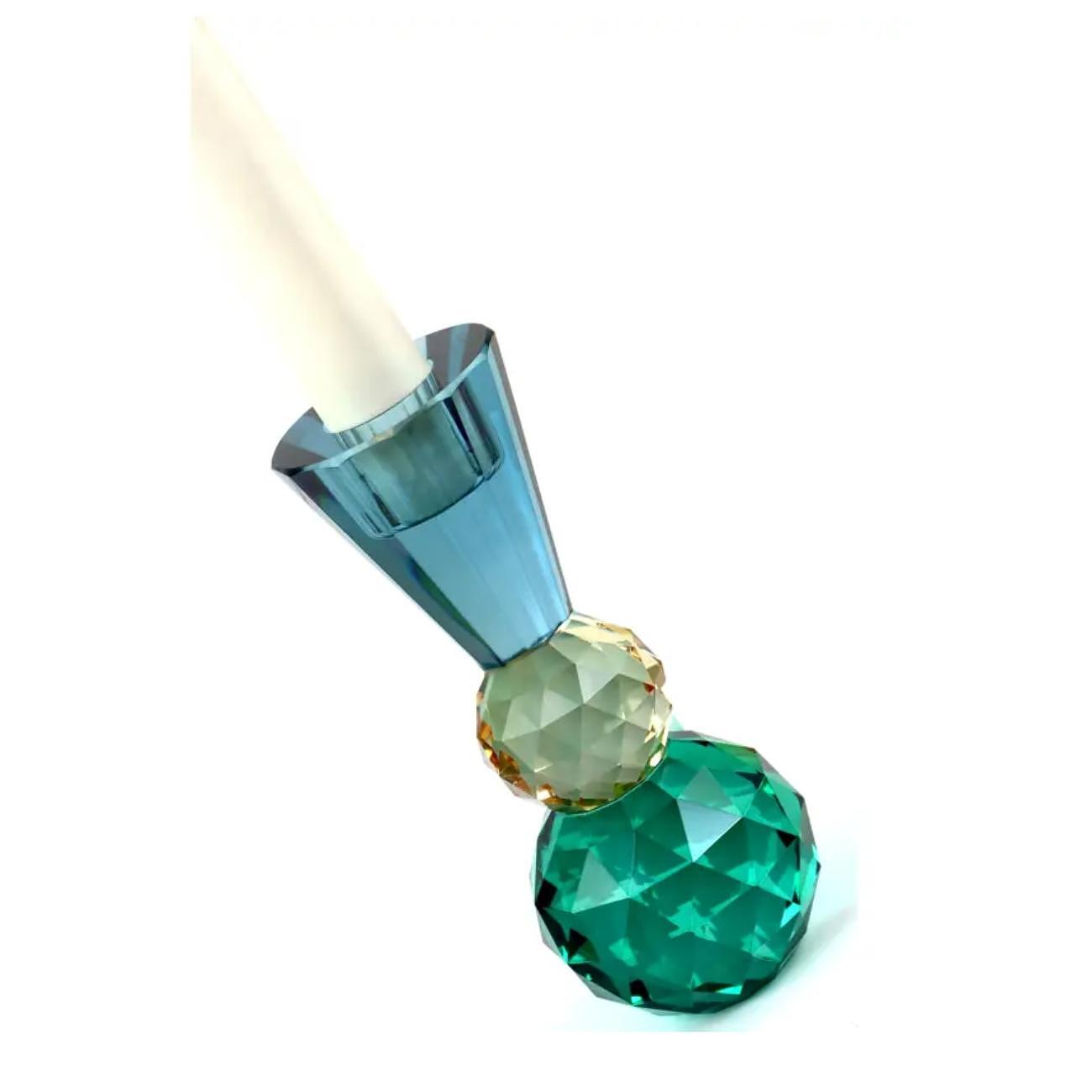 СТЪКЛЕН СВЕЩНИК BACCARAT СИН 14СМ