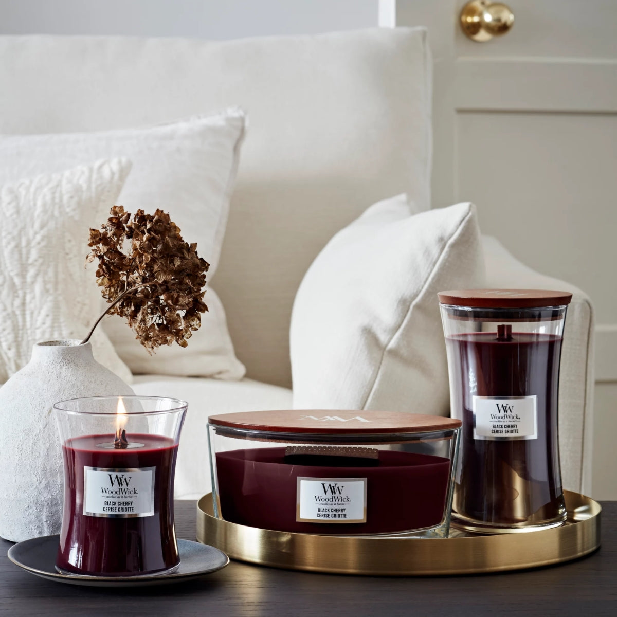 СВЕЩ WOOD WICK ELLIPSE JAR BLACK CHERRY