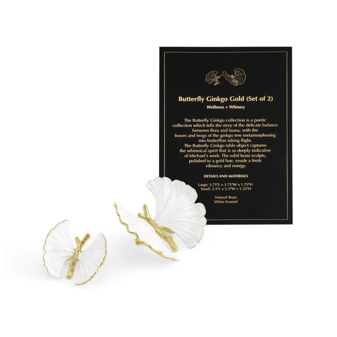 КОМПЛЕКТ 2БР ДЕКОРАТИВНИ ФИГУРИ MICHAEL ARAM BUTTERFLY GINKGO GOLD
