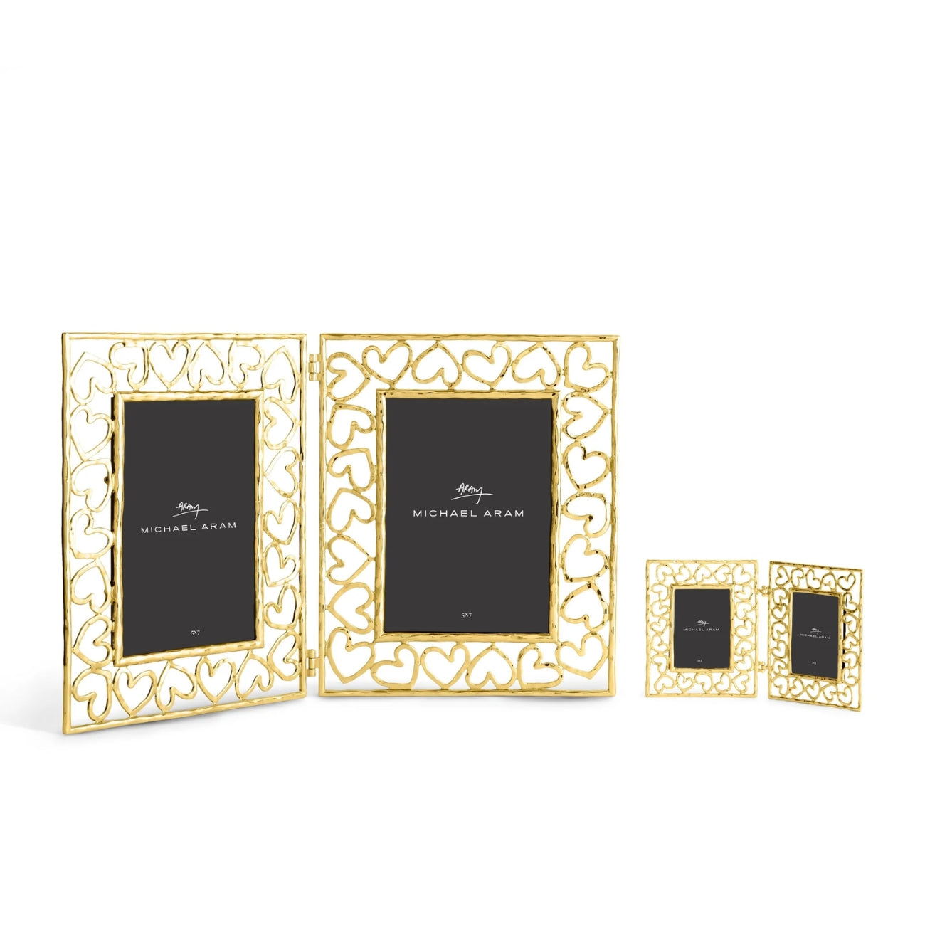 ДВОЙНА РАМКА ЗА СНИМКИ MICHAEL ARAM HEART HINGED GOLD 22/27 СМ