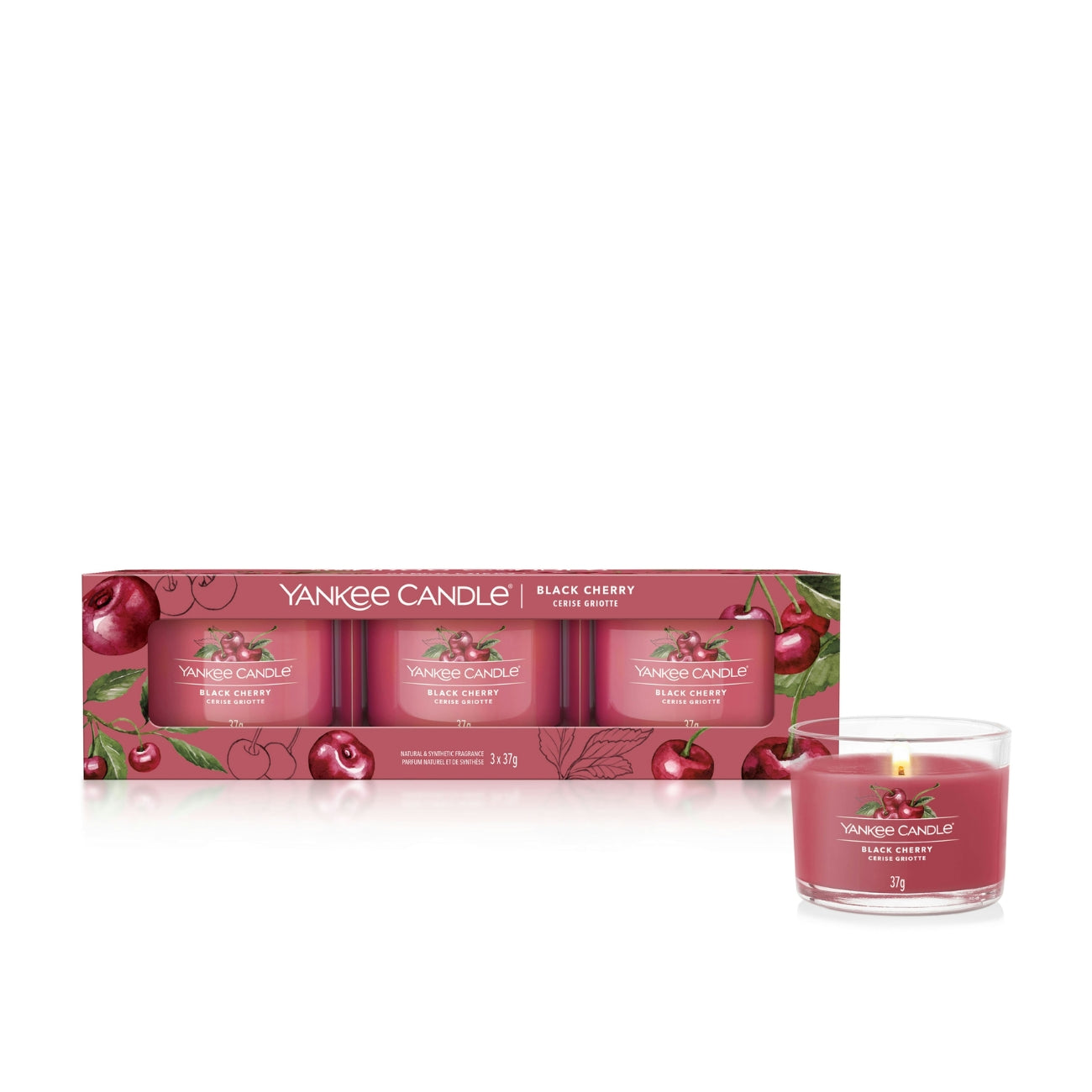 КОМПЛЕКТ YANKEE CANDLE SIGNATURE 3 ВОТИВА BLACK CHERRY