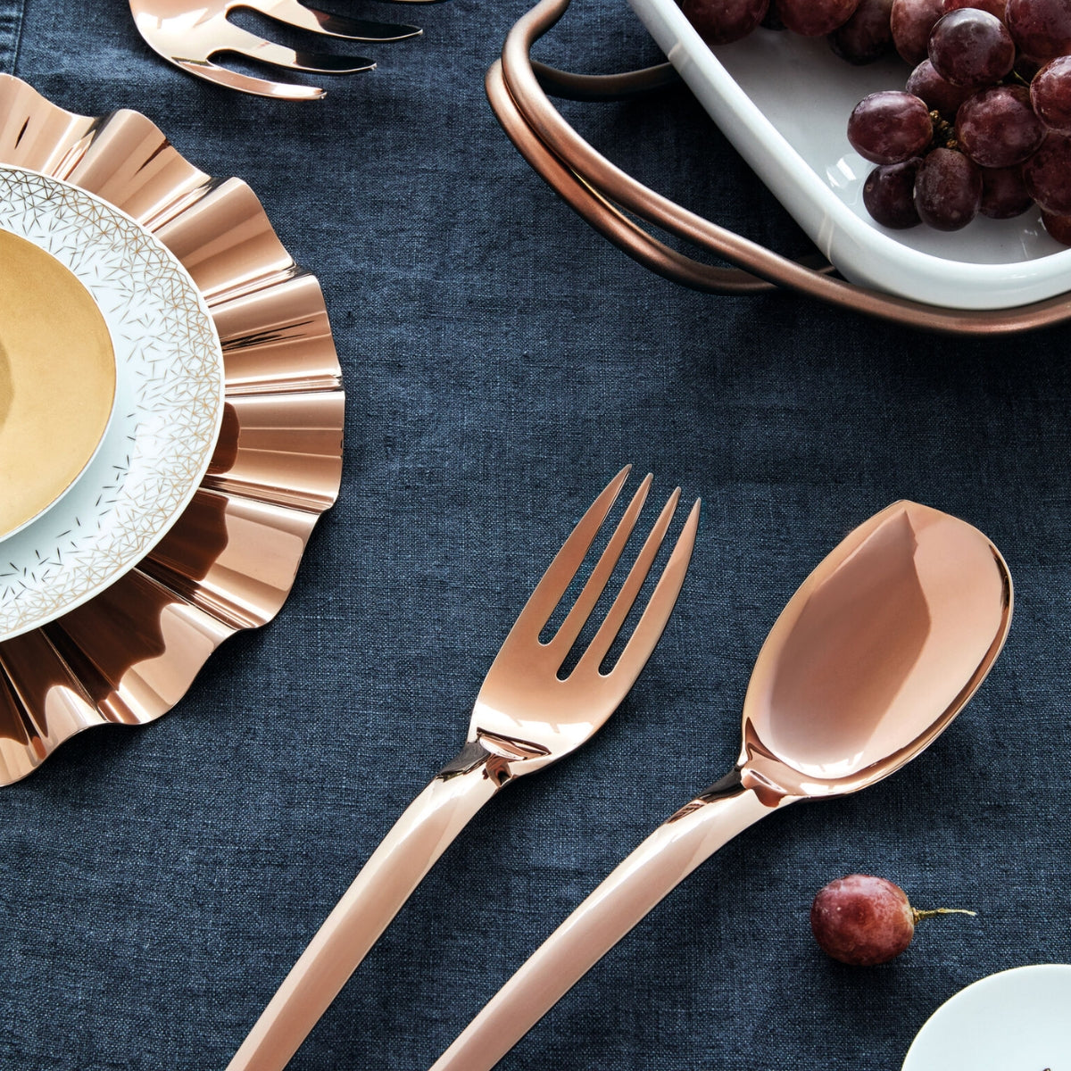 КОМПЛЕКТ ВИЛИЦА И ЛЪЖИЦА ЗА СЕРВИРАНЕ SAMBONET LIVING PVD COPPER