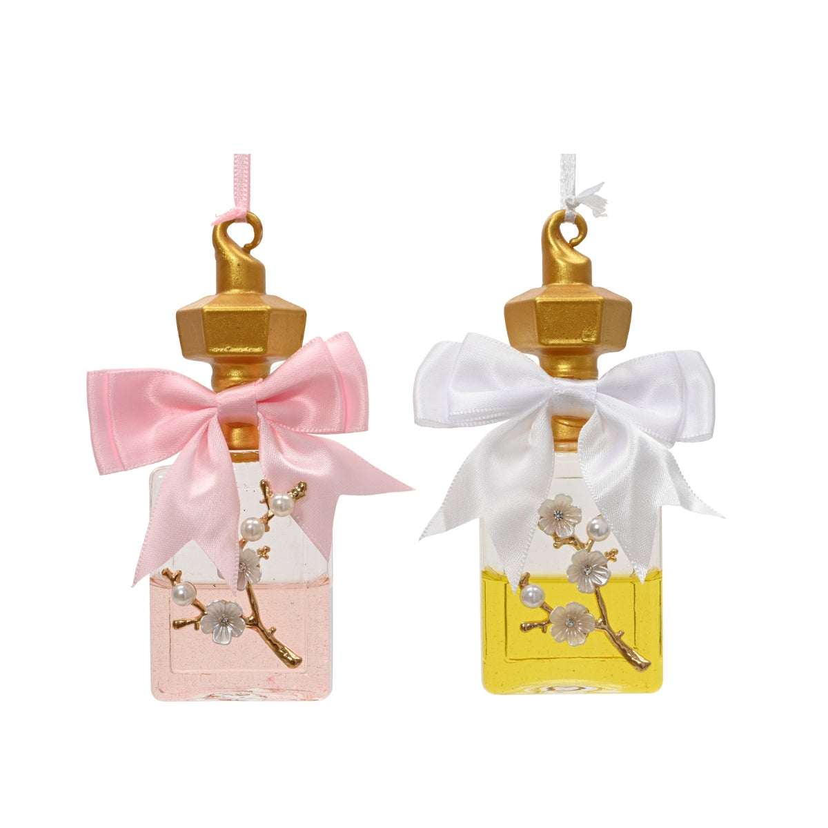 КОЛЕДНА ИГРАЧКА ЗА ЕЛХА 1БР ПАРФЮМ С ПАНДЕЛКА WHITE/PINK 12 СМ