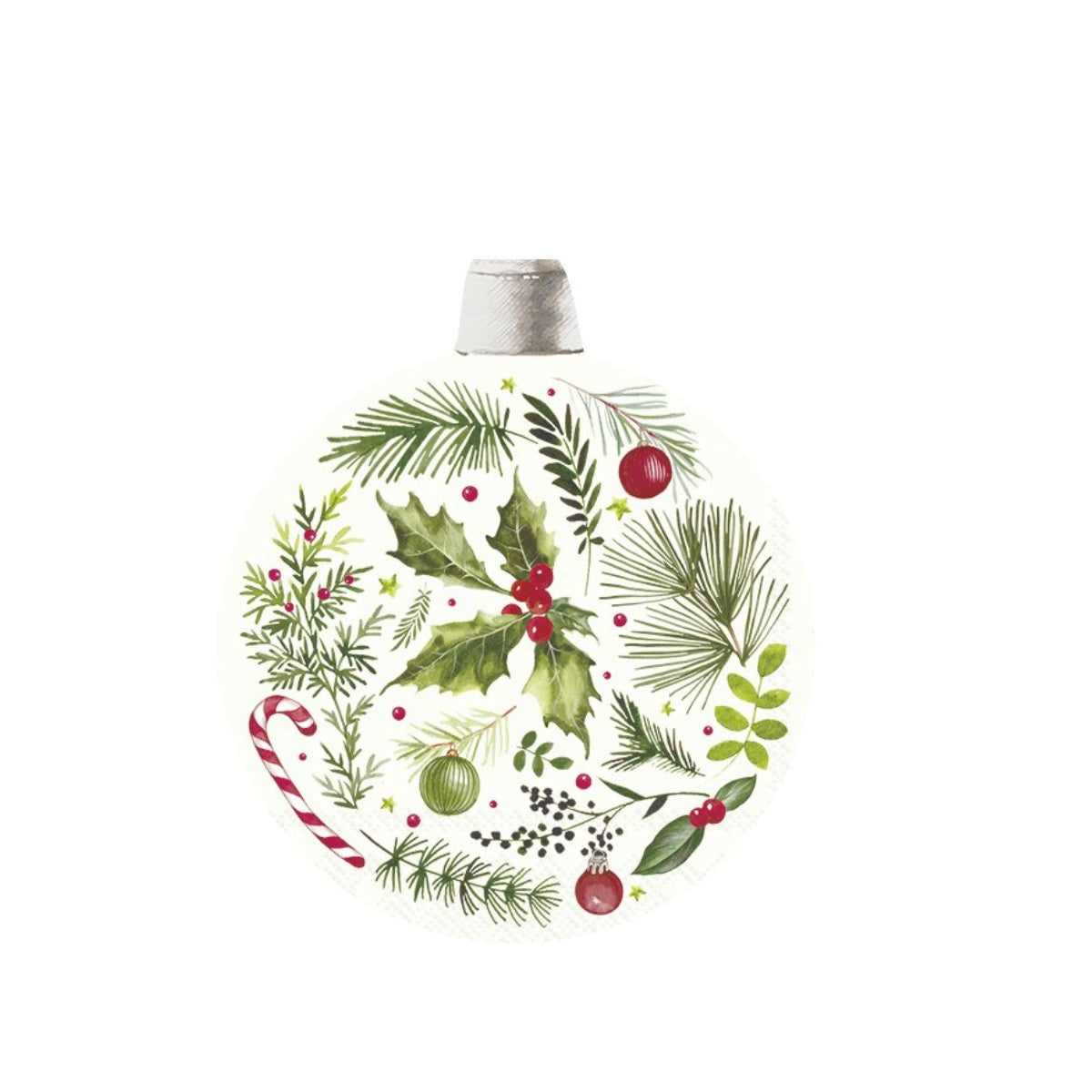 САЛФЕТКИ CHRISTMAS BRANCHES BAUBLE L.GREY