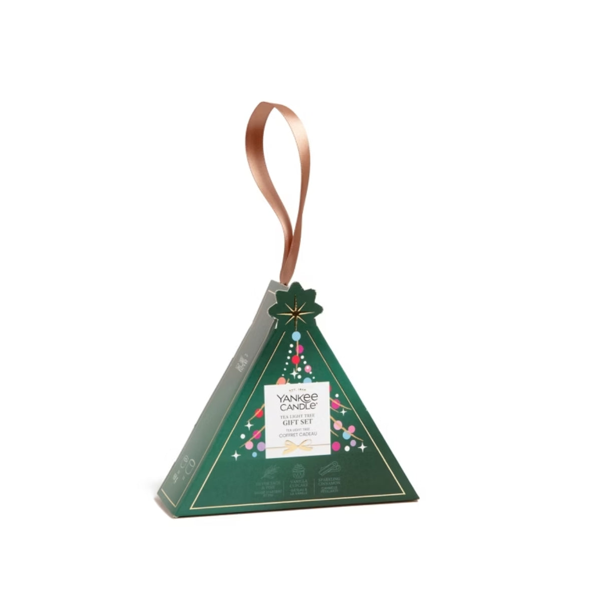 КОЛЕДЕН КОМПЛЕКТ YANKEE CANDLE 3 ЧАЕНИ СВЕЩИ СЪС СВЕЩНИК
