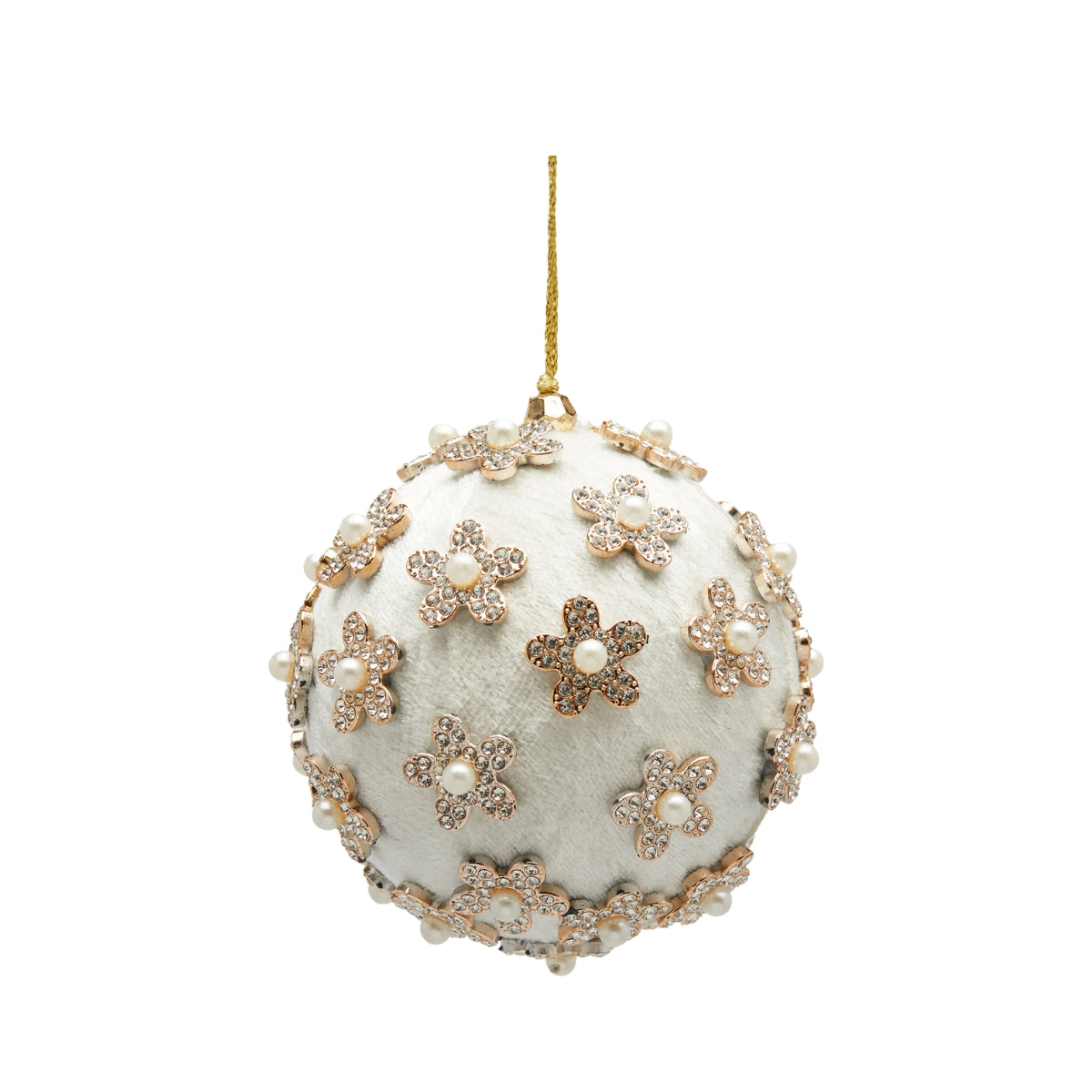 КОЛЕДНА ТОПКА ЗА ЕЛХА FLOWER 1БР 10СМ WHITE SILVER