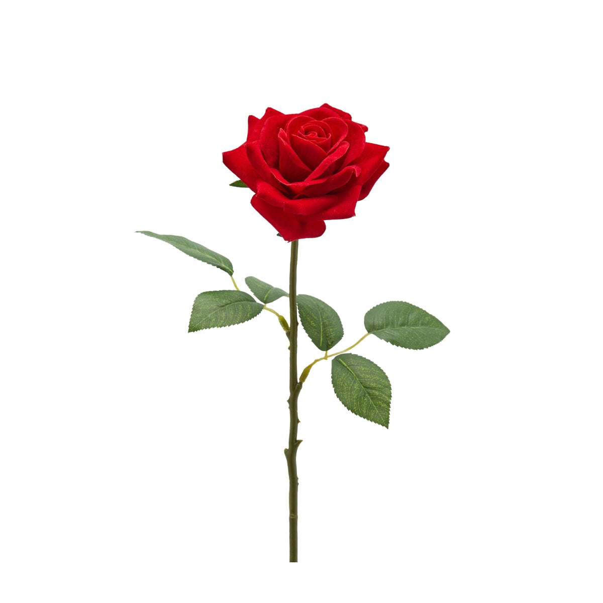 ДЕКОРАТИВНА КЛОНКА РОЗА ОТ КАДИФЕ С ЛИСТА 1БР 50СМ RED