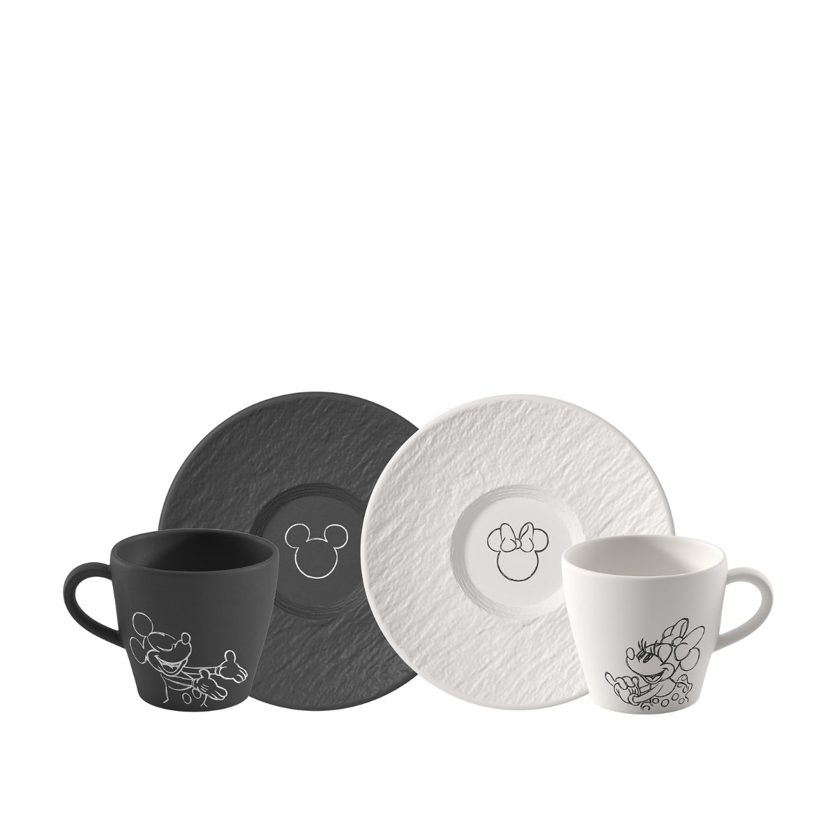 КОМПЛЕКТ 4 ЧAСТИ ЧАША И ЧИНИЯ ЗА КАФЕ MANUFACTURE ROCK BLACK/WHITE