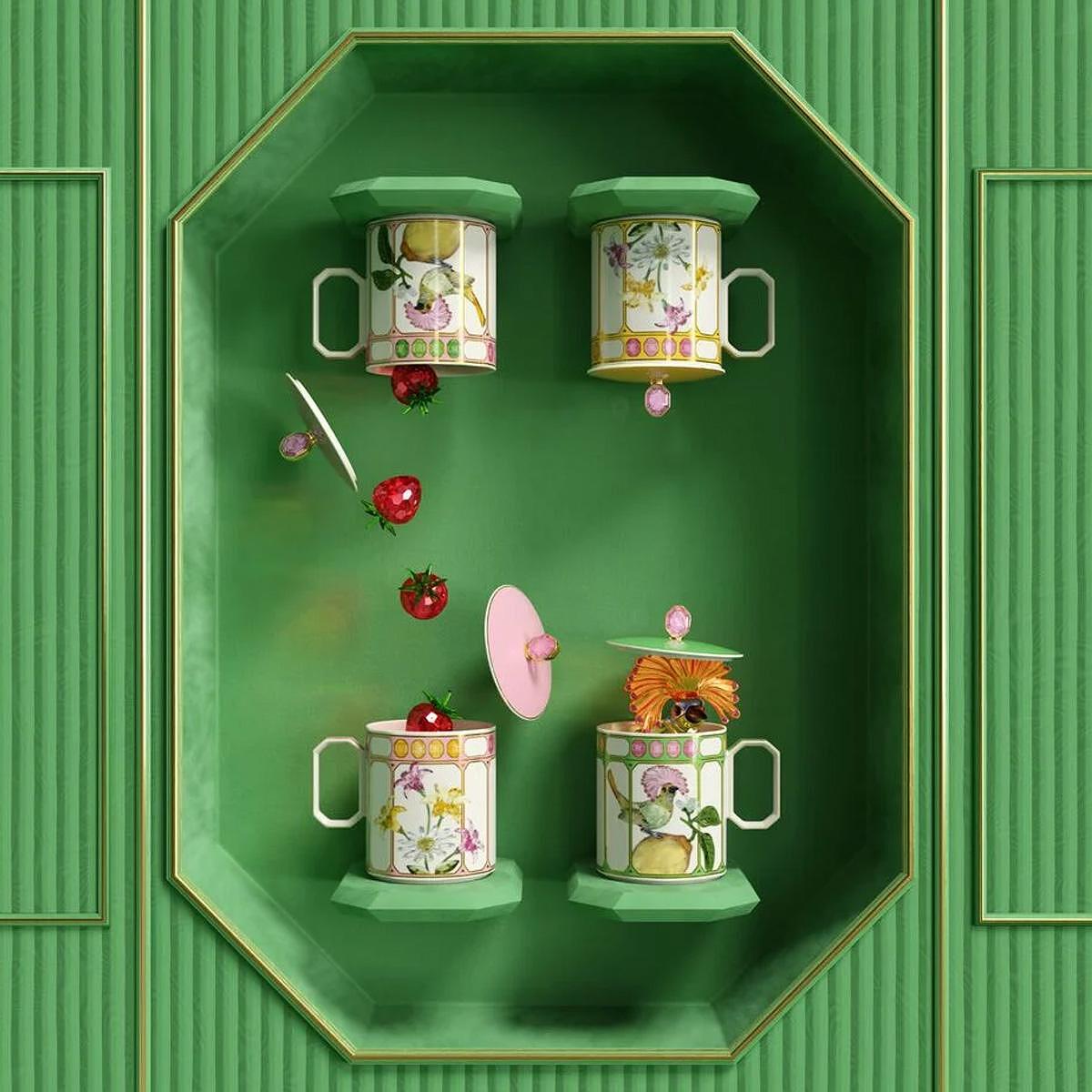 ЧАША И ЧИНИЙКА ЗА ЧАЙ ROSENTHAL SWAROVSKI IDYLLIA MARSHMALLOW