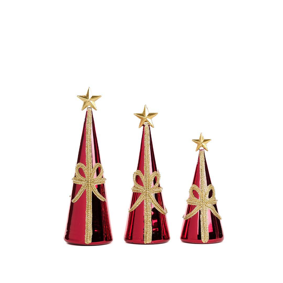 ДЕКОР КОНУС XMAS TREE ЧЕРВЕН  3БР 24СМ