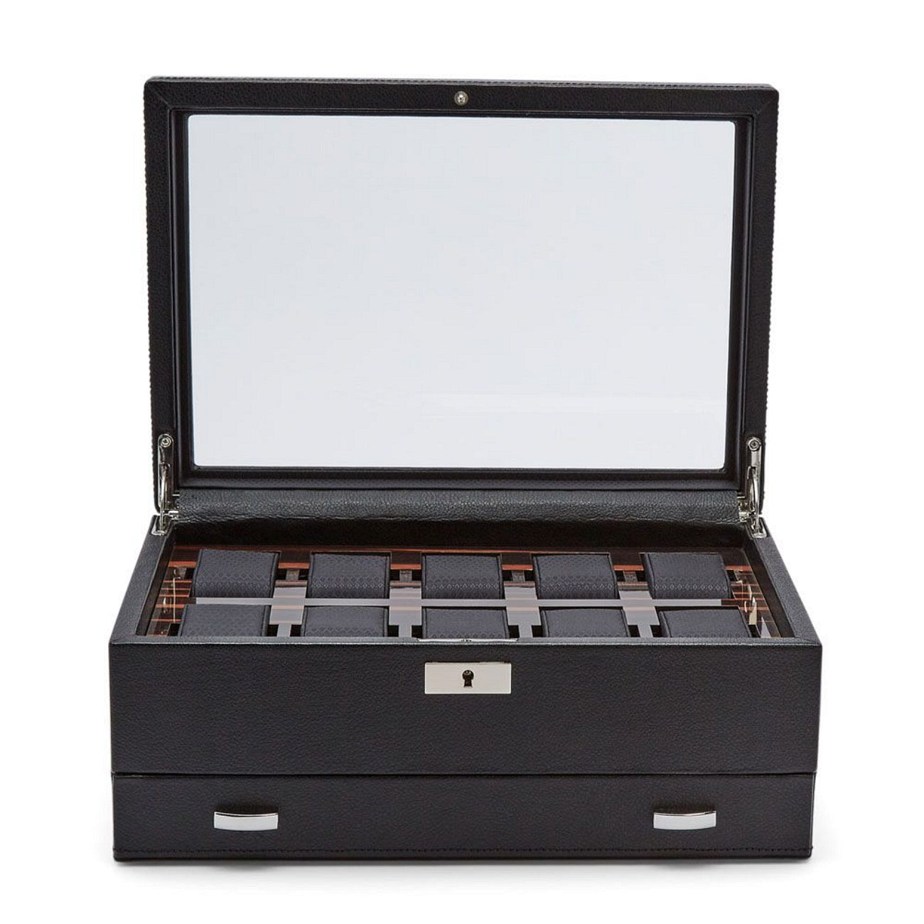 ЛУКСОЗНА КОЖЕНА КУТИЯ ЗА ЧАСОВНИЦИ 10БР WOLF WATCH BOX ROADSTER BLACK