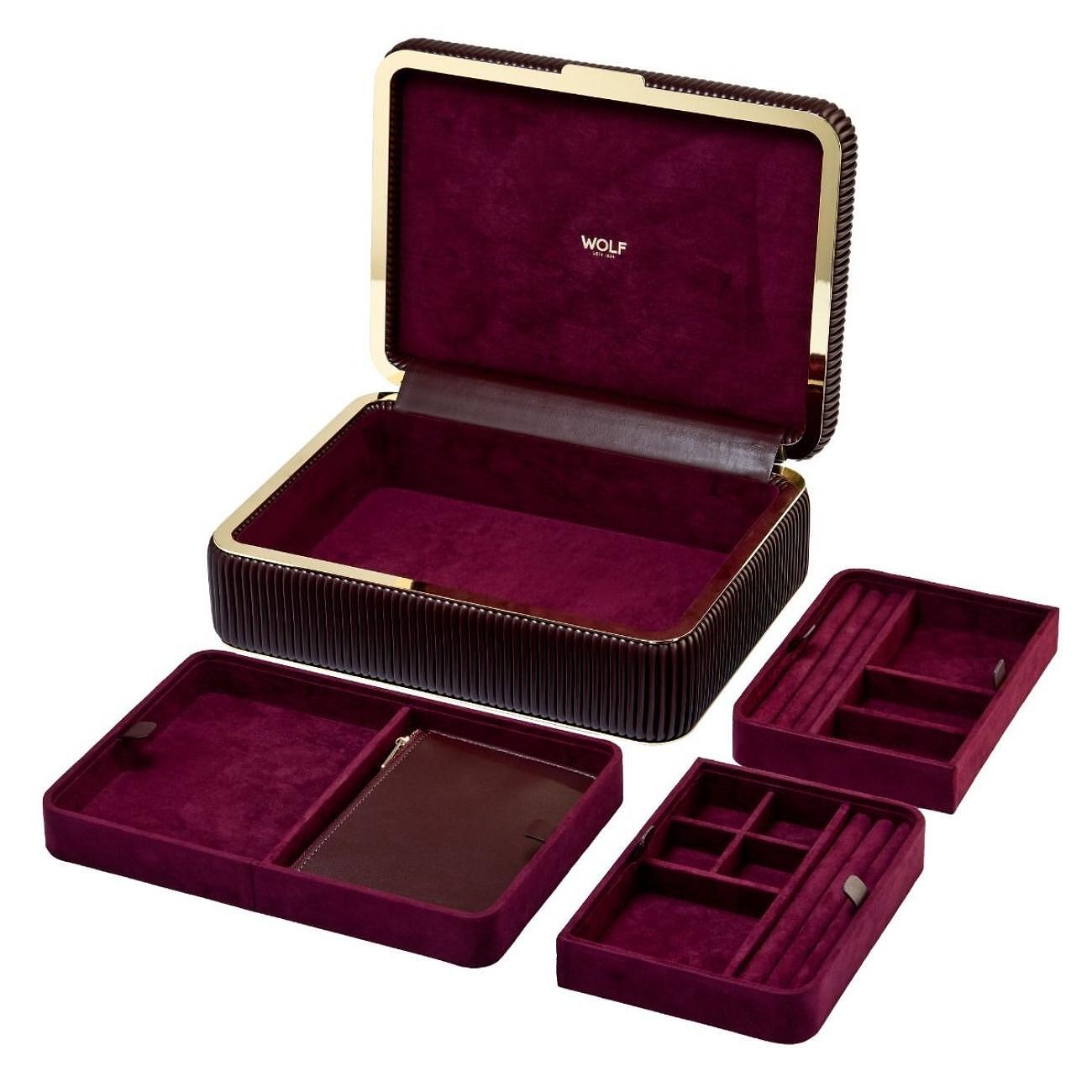 ЛУКСОЗНА КУТИЯ ЗА БИЖУТА СРЕДНА WOLF JEWELLERY BOX BELLA BORDEAUX