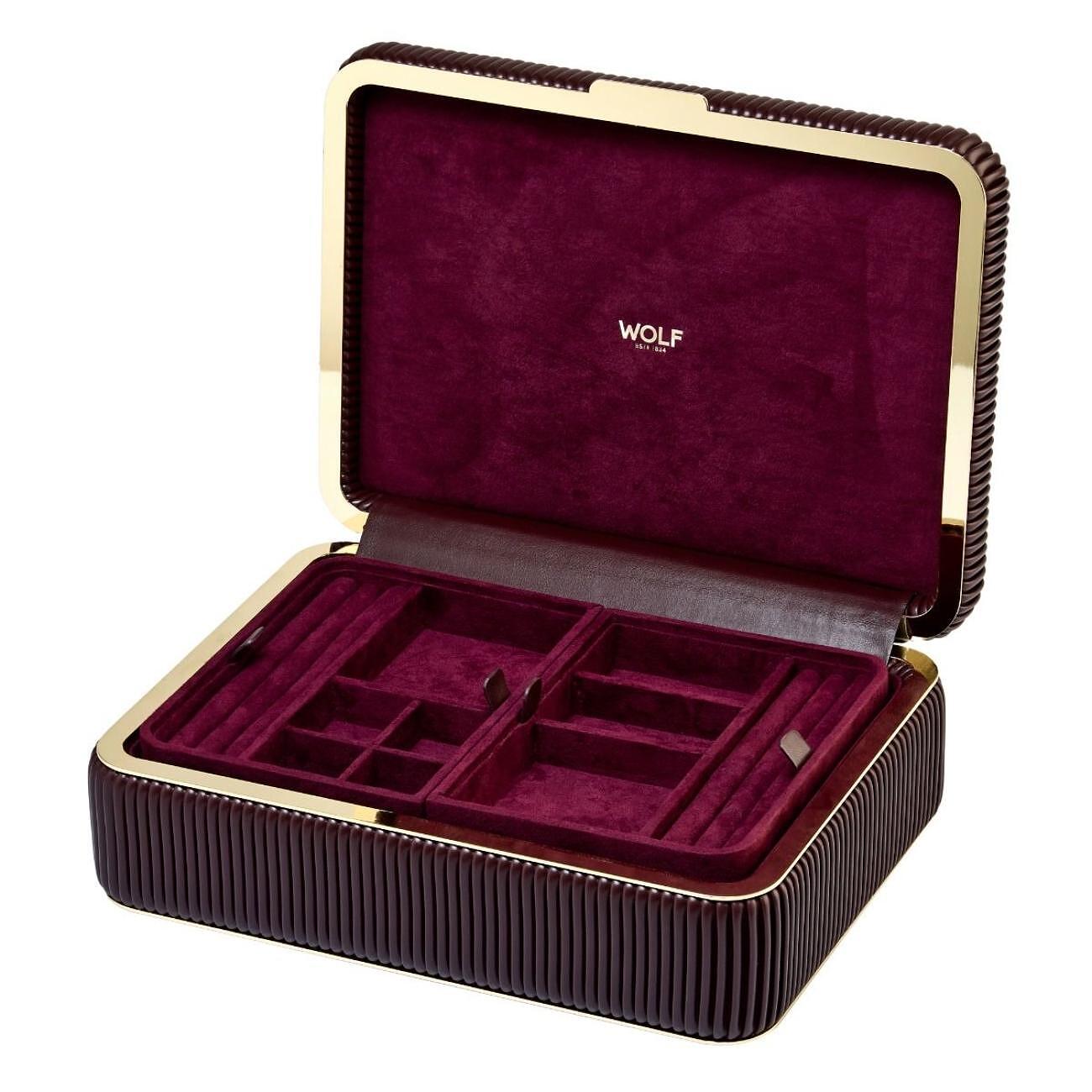ЛУКСОЗНА КУТИЯ ЗА БИЖУТА СРЕДНА WOLF JEWELLERY BOX BELLA BORDEAUX