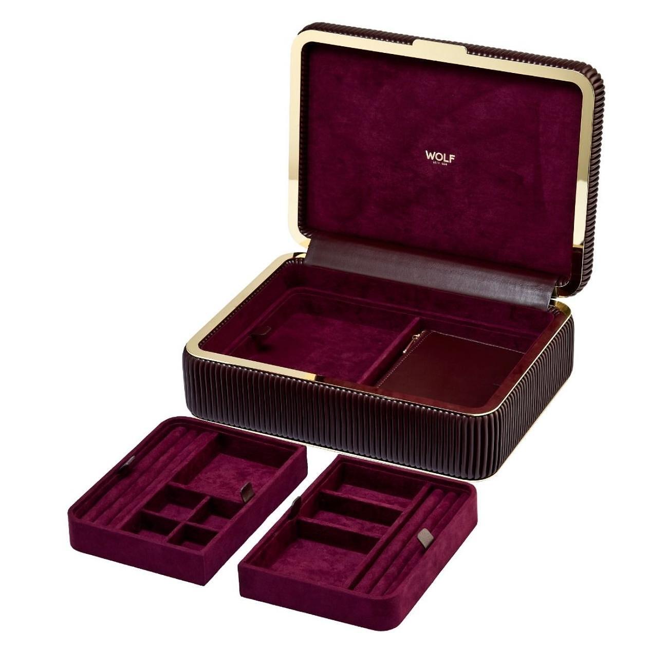 ЛУКСОЗНА КУТИЯ ЗА БИЖУТА СРЕДНА WOLF JEWELLERY BOX BELLA BORDEAUX