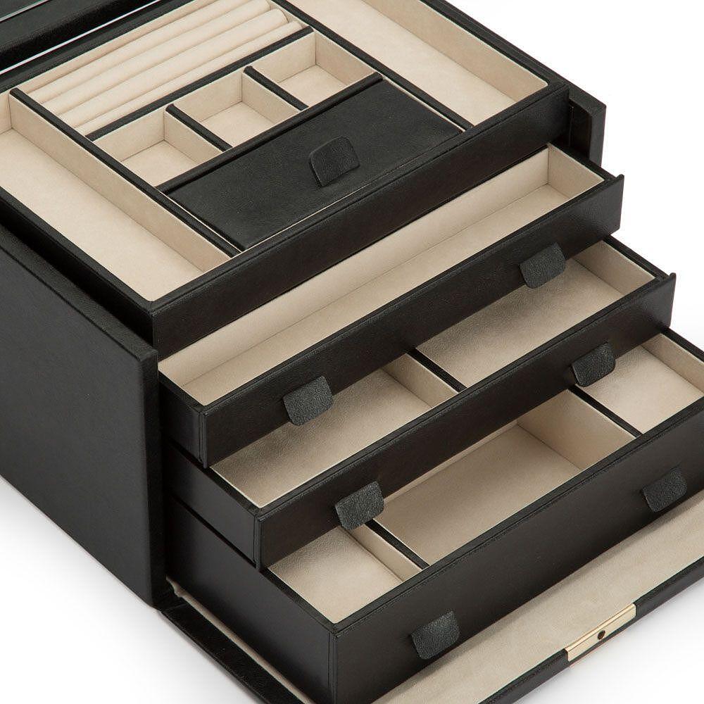 ЛУКСОЗНА КОЖЕНА КУТИЯ ЗА БИЖУТА WOLF JEWELLERY BOX PALERMO ANTHRACITE