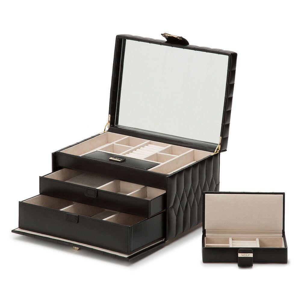 ЛУКСОЗНА КУТИЯ ЗА БИЖУТА WOLF MEDIUM CAROLINE JEWELRY CASE BLACK