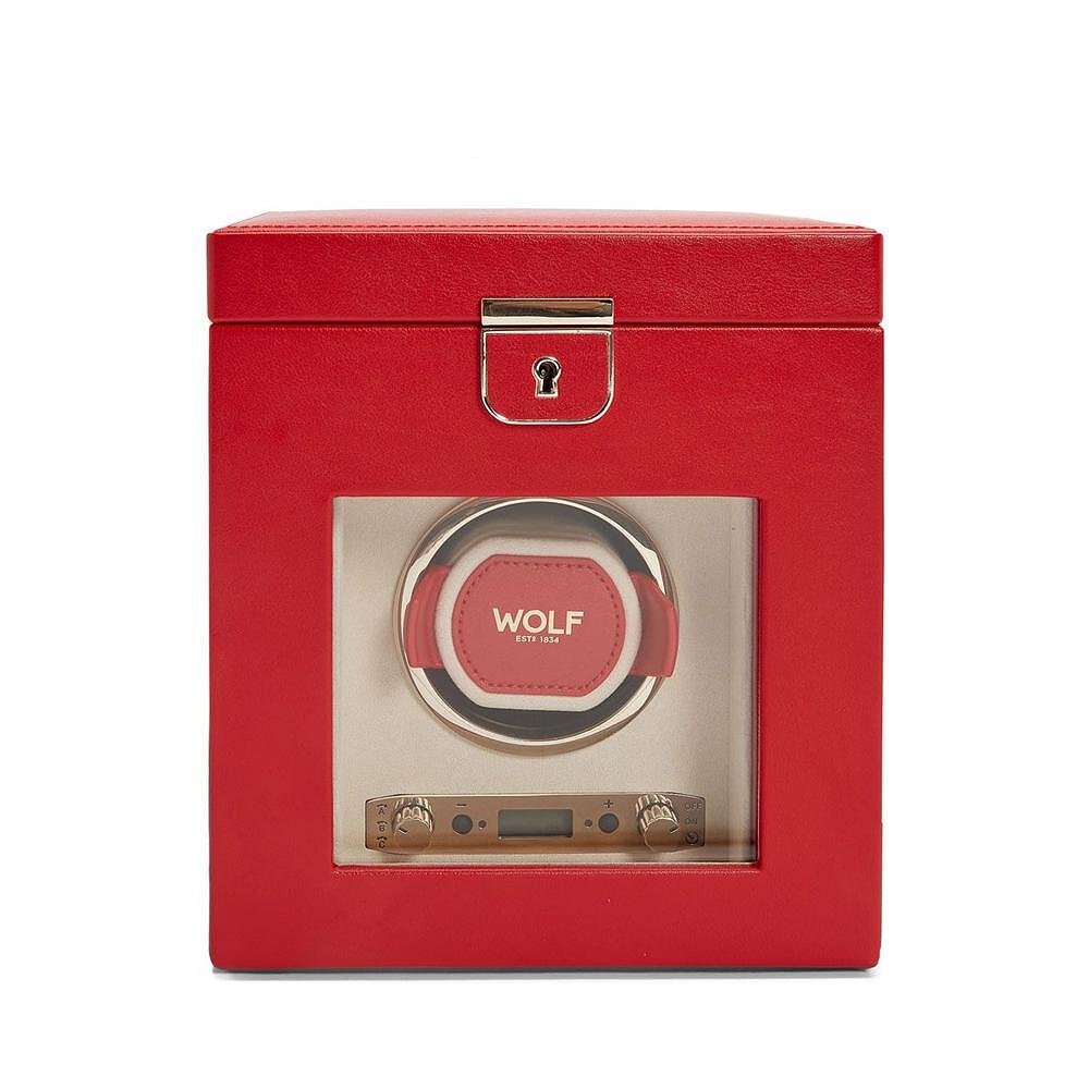 ЛУКСОЗНА КУТИЯ ЗА САМОНАВИВАНЕ НА МЕХАНИЧНИ ЧАСОВНИЦИ 1БР WOLF PALERMO RED
