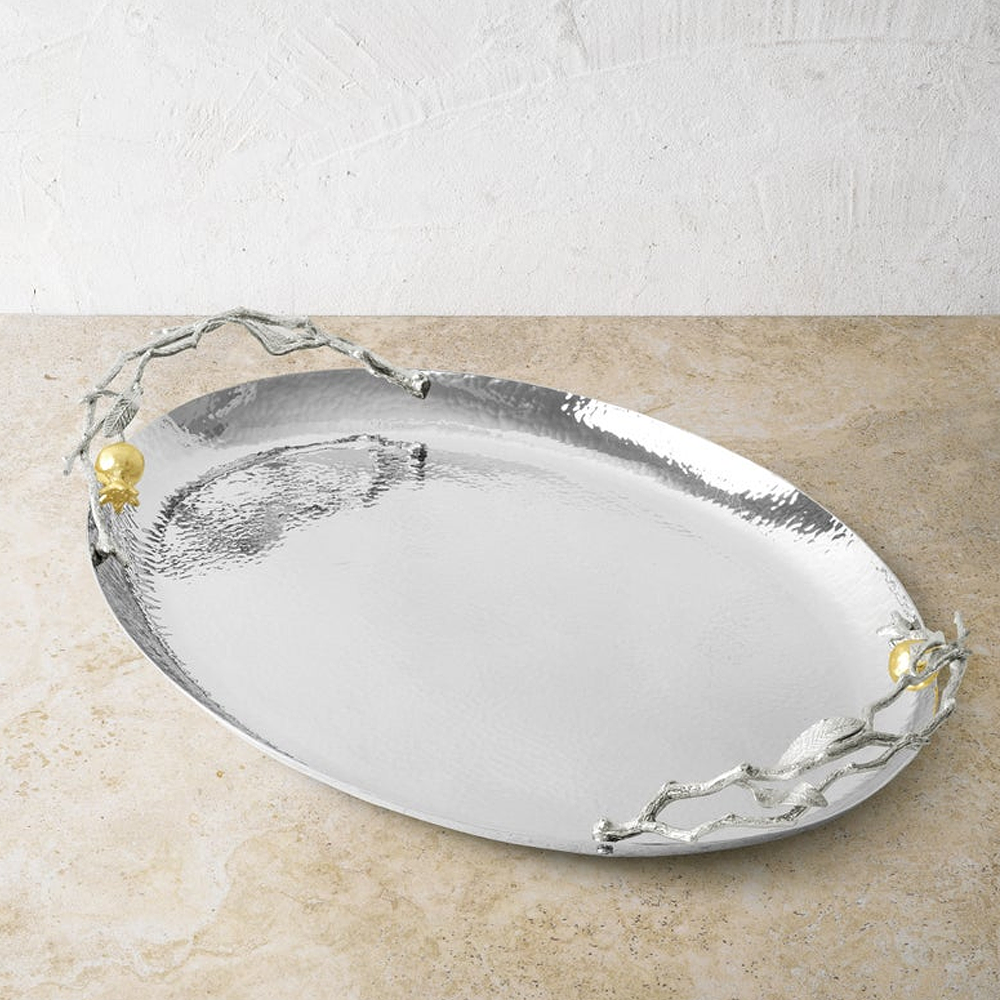 ОВАЛЕН ПОДНОС MICHAEL ARAM POMEGRANATE SILV&GLD 44,5Х33 СМ