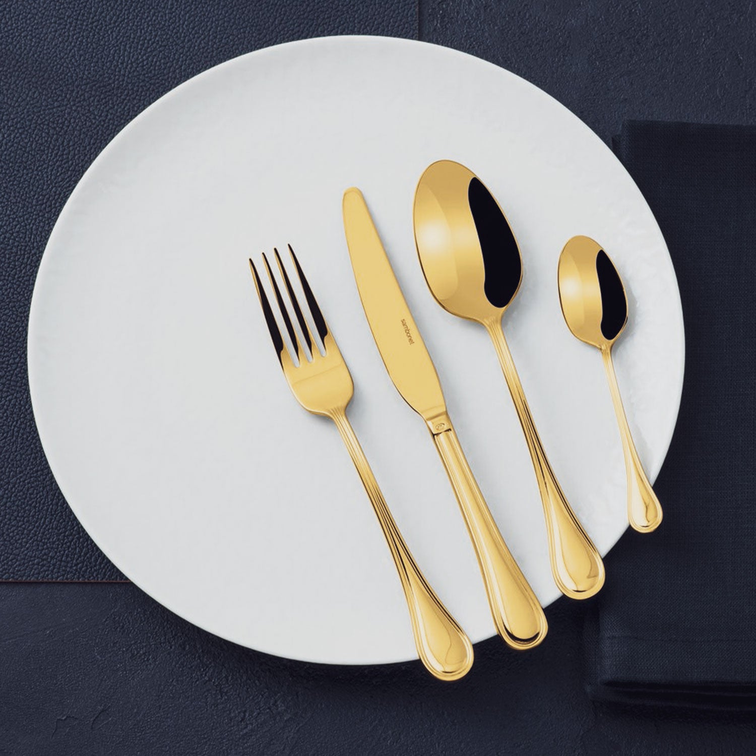 КОМПЛЕКТ ДЕСЕРТНА ЛЪЖИЧКА SAMBONET MOKA ROYAL PVD GOLD 6 Ч